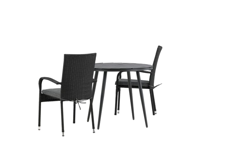 Parvekeryhmä Break Pyöreä 90 cm 2 Anna ruokatuolia - Musta - Puutarhakalusteet - Parveke - Parvekekalusteet - Parvekesetti