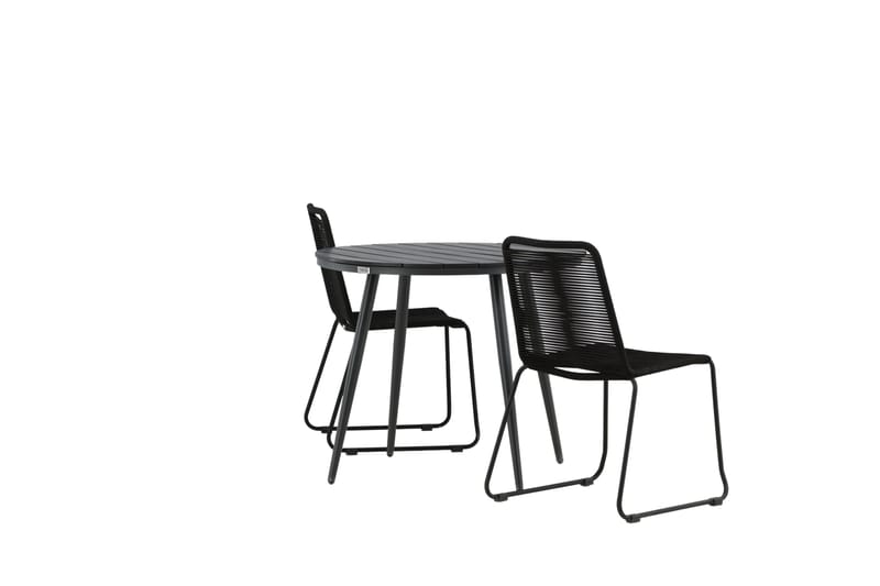 Parvekeryhmä Break Pyöreä 90 cm 2 Lindos tuolia - Musta - Puutarhakalusteet - Parveke - Parvekekalusteet - Parvekesetti