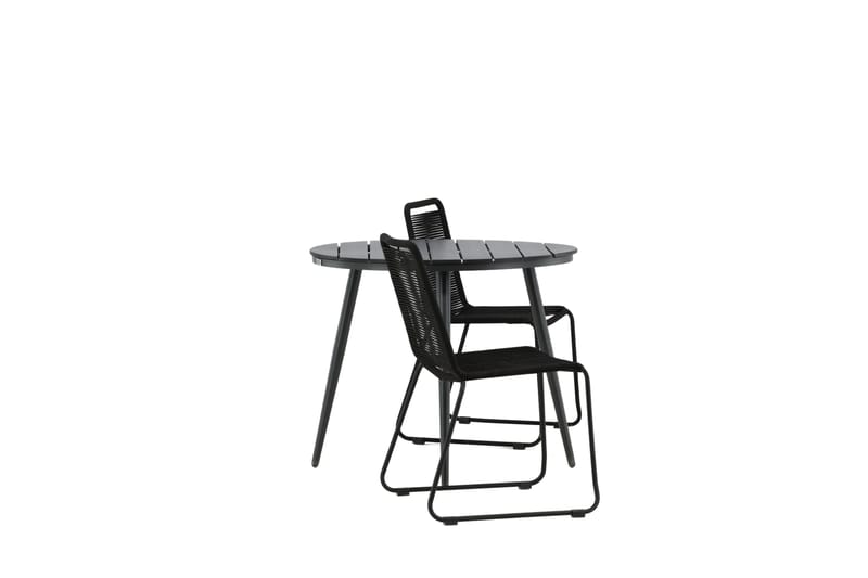 Parvekeryhmä Break Pyöreä 90 cm 2 Lindos tuolia - Musta - Puutarhakalusteet - Parveke - Parvekekalusteet - Parvekesetti