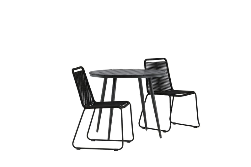 Parvekeryhmä Break Pyöreä 90 cm 2 Lindos tuolia - Musta - Puutarhakalusteet - Parveke - Parvekekalusteet - Parvekesetti