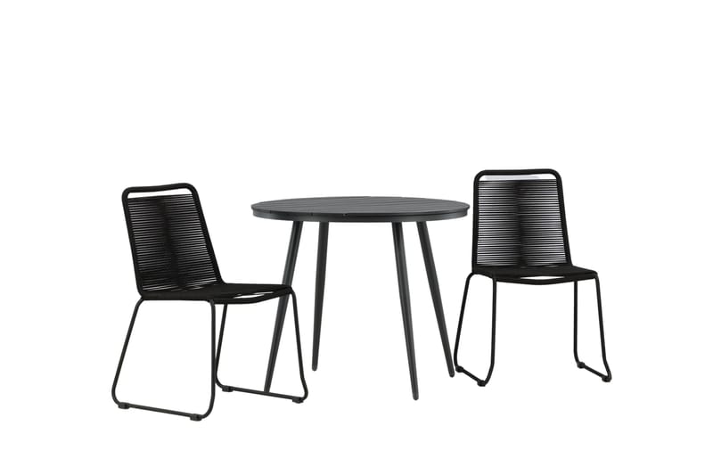 Parvekeryhmä Break Pyöreä 90 cm 2 Lindos tuolia - Musta - Puutarhakalusteet - Parveke - Parvekekalusteet - Parvekesetti