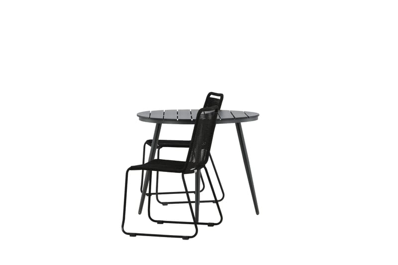 Parvekeryhmä Break Pyöreä 90 cm 2 Lindos tuolia - Musta - Puutarhakalusteet - Parveke - Parvekekalusteet - Parvekesetti