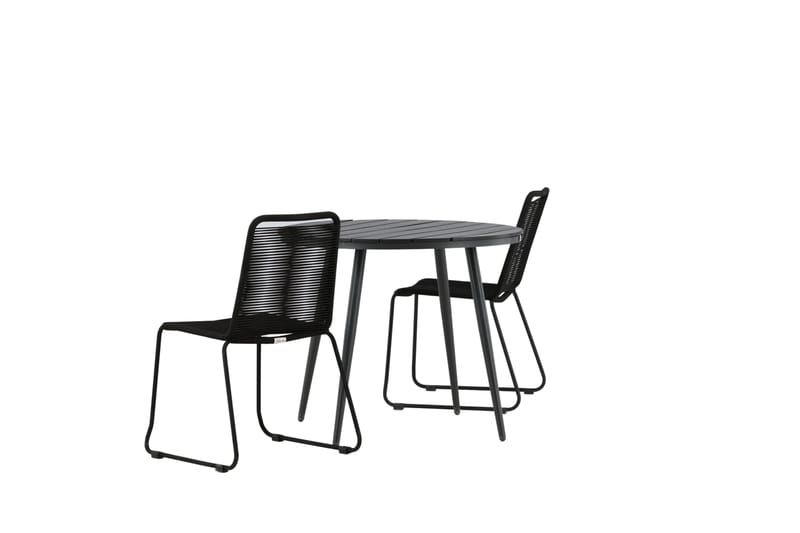 Parvekeryhmä Break Pyöreä 90 cm 2 Lindos tuolia - Musta - Puutarhakalusteet - Parveke - Parvekekalusteet - Parvekesetti