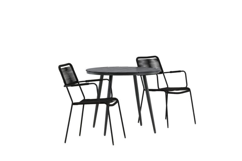 Parvekeryhmä Break Pyöreä 90 cm 2 Lindos tuolia - Musta - Puutarhakalusteet - Parveke - Parvekekalusteet - Parvekesetti