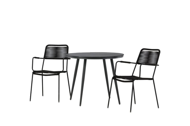 Parvekeryhmä Break Pyöreä 90 cm 2 Lindos tuolia - Musta - Puutarhakalusteet - Parveke - Parvekekalusteet - Parvekesetti