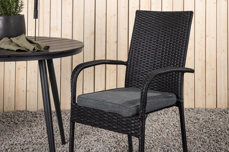 Parvekeryhmä Break Pyöreä 90 cm 2 Anna ruokatuolia - Musta - Puutarhakalusteet - Parveke - Parvekekalusteet - Parvekesetti