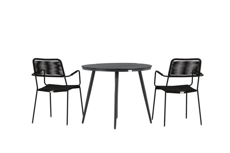 Parvekeryhmä Break Pyöreä 90 cm 2 Lindos tuolia - Musta - Puutarhakalusteet - Parveke - Parvekekalusteet - Parvekesetti