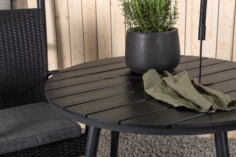 Parvekeryhmä Break Pyöreä 90 cm 2 Anna ruokatuolia - Musta - Puutarhakalusteet - Parveke - Parvekekalusteet - Parvekesetti