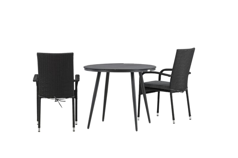 Parvekeryhmä Break Pyöreä 90 cm 2 Anna ruokatuolia - Musta - Puutarhakalusteet - Parveke - Parvekekalusteet - Parvekesetti