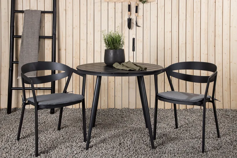 Parvekeryhmä Break Pyöreä 90 cm 2 Slit ruokatuolia - Musta - Puutarhakalusteet - Parveke - Parvekekalusteet - Parvekesetti
