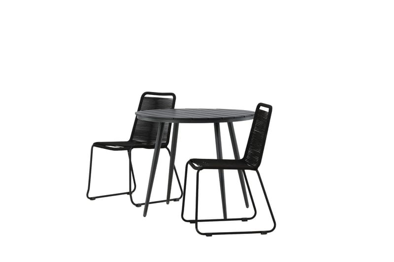Parvekeryhmä Break Pyöreä 90 cm 2 Lindos tuolia - Musta - Puutarhakalusteet - Parveke - Parvekekalusteet - Parvekesetti