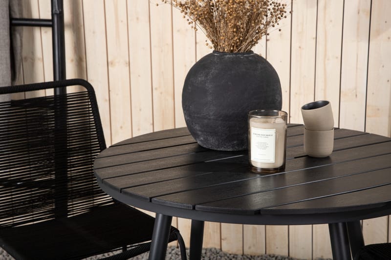 Parvekeryhmä Break Pyöreä 90 cm 2 Lindos tuolia - Musta - Puutarhakalusteet - Parveke - Parvekekalusteet - Parvekesetti