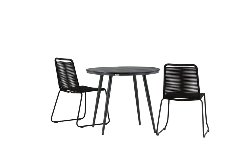 Parvekeryhmä Break Pyöreä 90 cm 2 Lindos tuolia - Musta - Puutarhakalusteet - Parveke - Parvekekalusteet - Parvekesetti