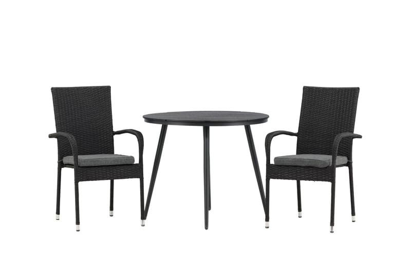 Parvekeryhmä Break Pyöreä 90 cm 2 Anna ruokatuolia, Musta