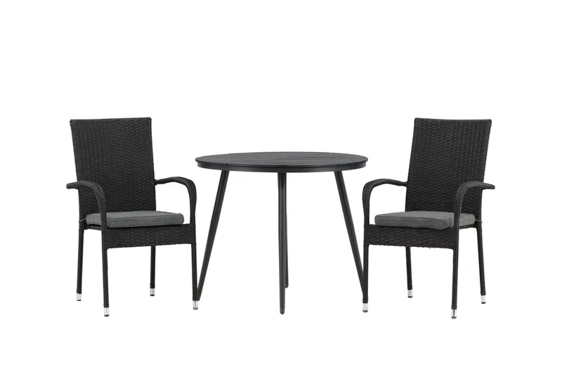 Parvekeryhmä Break Pyöreä 90 cm 2 Anna ruokatuolia, Musta