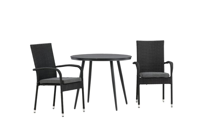 Parvekeryhmä Break Pyöreä 90 cm 2 Anna ruokatuolia - Musta - Puutarhakalusteet - Parveke - Parvekekalusteet - Parvekesetti