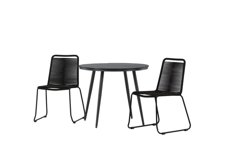 Parvekeryhmä Break Pyöreä 90 cm 2 Lindos tuolia - Musta - Puutarhakalusteet - Parveke - Parvekekalusteet - Parvekesetti