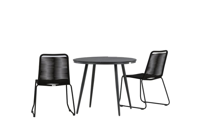 Parvekeryhmä Break Pyöreä 90 cm 2 Lindos tuolia - Musta - Puutarhakalusteet - Parveke - Parvekekalusteet - Parvekesetti