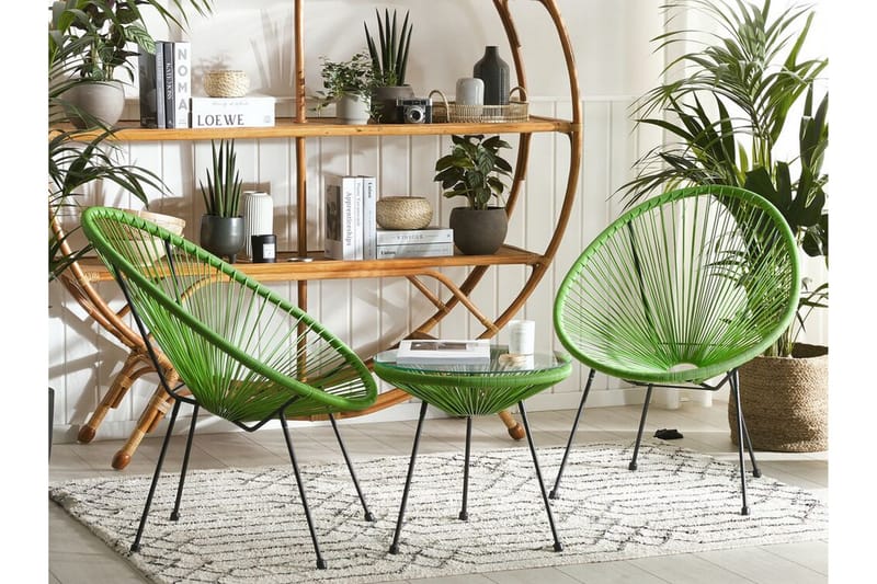 Parvekeryhmä Cayaco 70 cm + 2 tuolia - Polyrottinki/vihreä - Puutarhakalusteet - Parveke - Parvekekalusteet - Parvekesetti