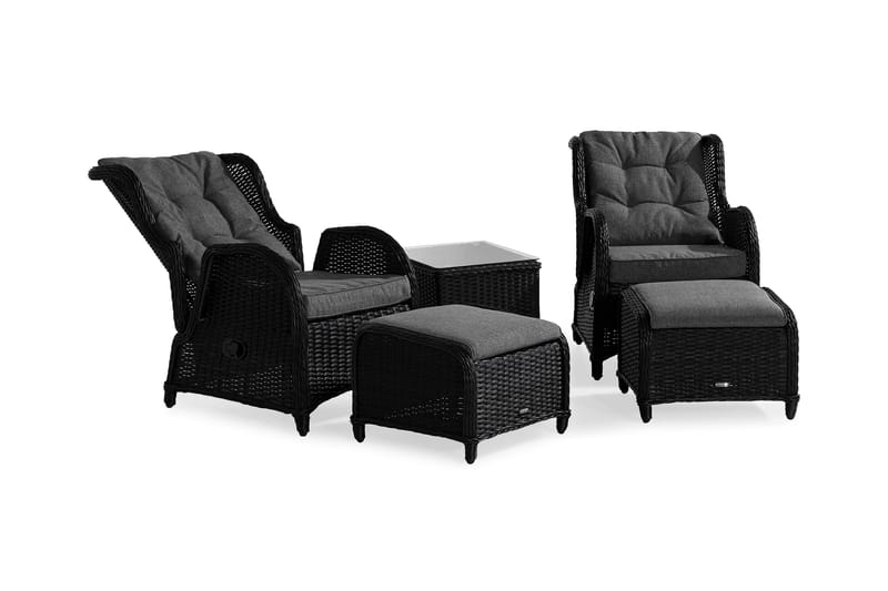 Parvekeryhmä Marcus 2 mekanismituolia pehmusteilla - Musta - Puutarhakalusteet - Parveke - Parvekekalusteet - Parvekesetti