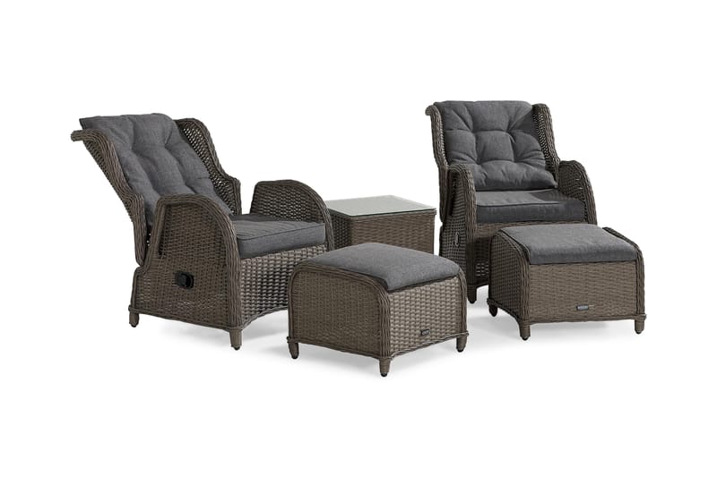 Parvekeryhmä Marcus 2 mekanismituolia pehmusteilla - Harmaa - Puutarhakalusteet - Parveke - Parvekekalusteet - Parvekesetti