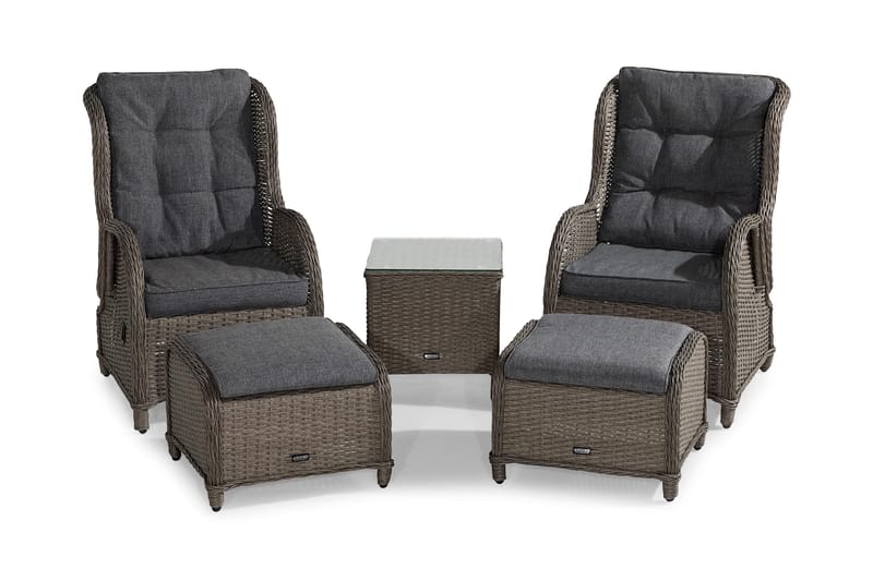 Parvekeryhmä Marcus 2 mekanismituolia pehmusteilla - Harmaa - Puutarhakalusteet - Parveke - Parvekekalusteet - Parvekesetti