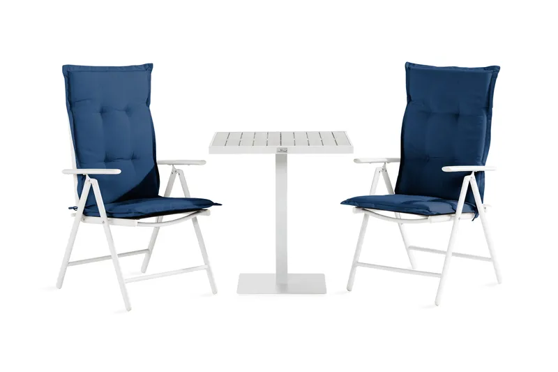 Parvekeryhmä Tunis 70x70 2 Maggie säätötuolia Pehmusteet, Valkoinen/Harmaa/Sininen