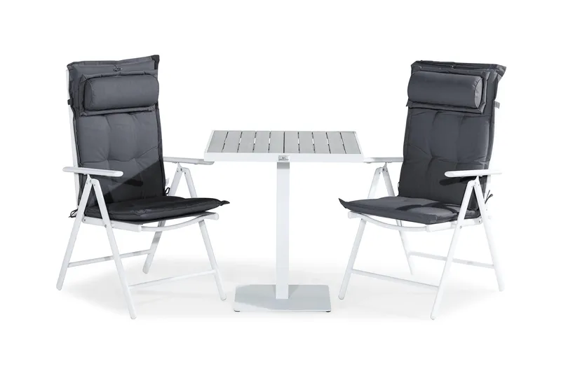 Parvekeryhmä Tunis 70x70 2 Maggie säätötuolia Pehmusteet, Valkoinen/Harmaa