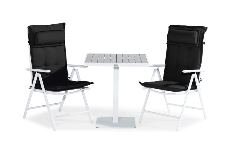 Parvekeryhmä Tunis 70x70 2 Maggie säätötuolia Pehmusteet, Valk/Harmaa/Musta