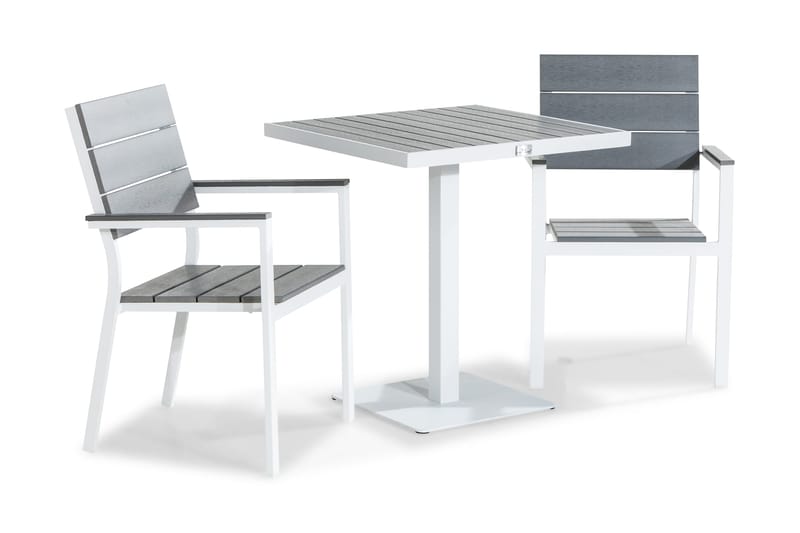 Parvekeryhmä Tunis 70x70 2 Tunis tuolia - Valkoinen/Harmaa - Puutarhakalusteet - Parveke - Parvekekalusteet - Parvekesetti