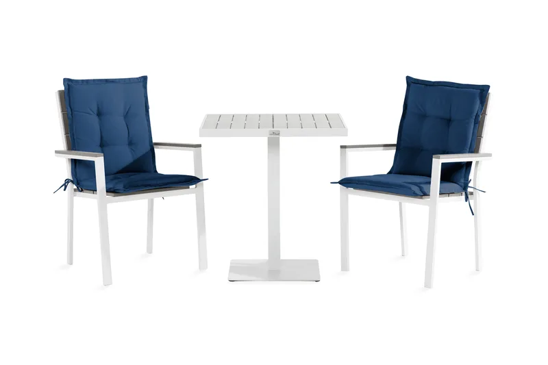 Parvekeryhmä Tunis 70x70 2 Tunis tuolia Pehmusteet, Valk/Harmaa/Sininen