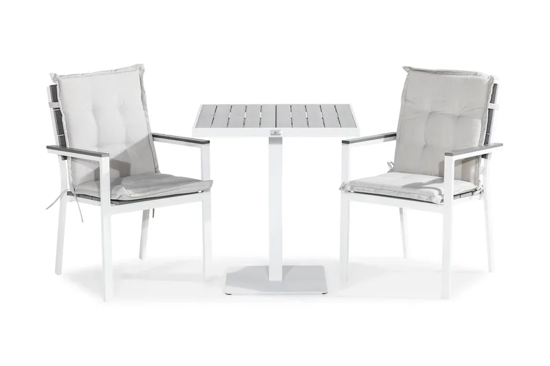 Parvekeryhmä Tunis 70x70 2 Tunis tuolia Pehmusteet, Valk/Harmaa/L.valk