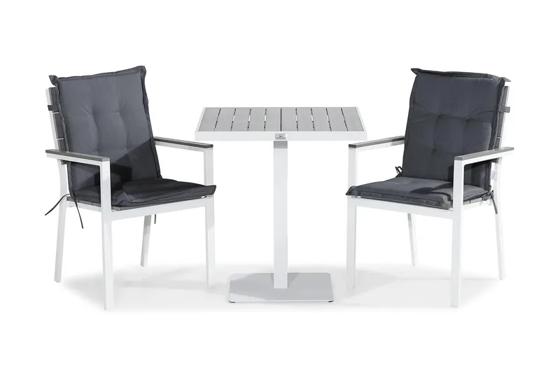 Parvekeryhmä Tunis 70x70 2 Tunis tuolia Pehmusteet, Valkoinen/Harmaa