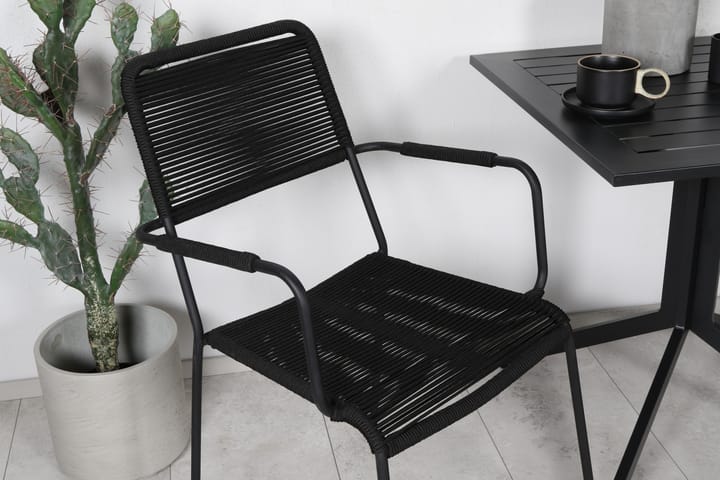 Parvekeryhmä Way 70 cm 2 Lindos tuolia Musta/Latte - Venture Home - Parvekesetti - Cafe-ryhmä
