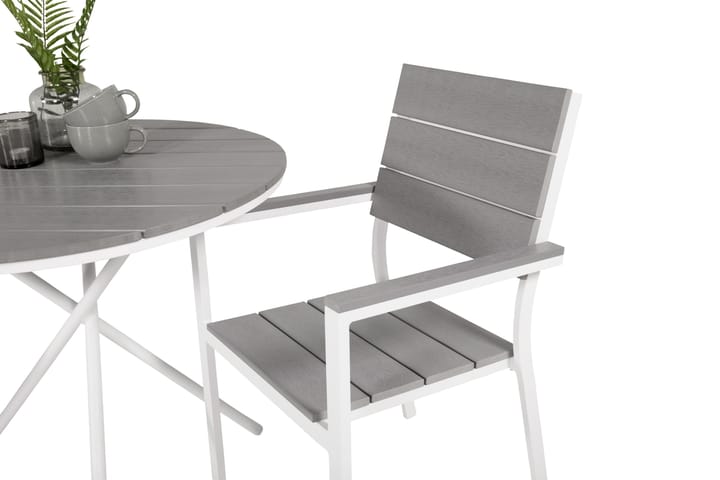 Parvekeryhmä Parma Pyöreä 90 cm 2 Levels tuolia Valk/Harmaa - Venture Home - Parvekesetti - Cafe-ryhmä