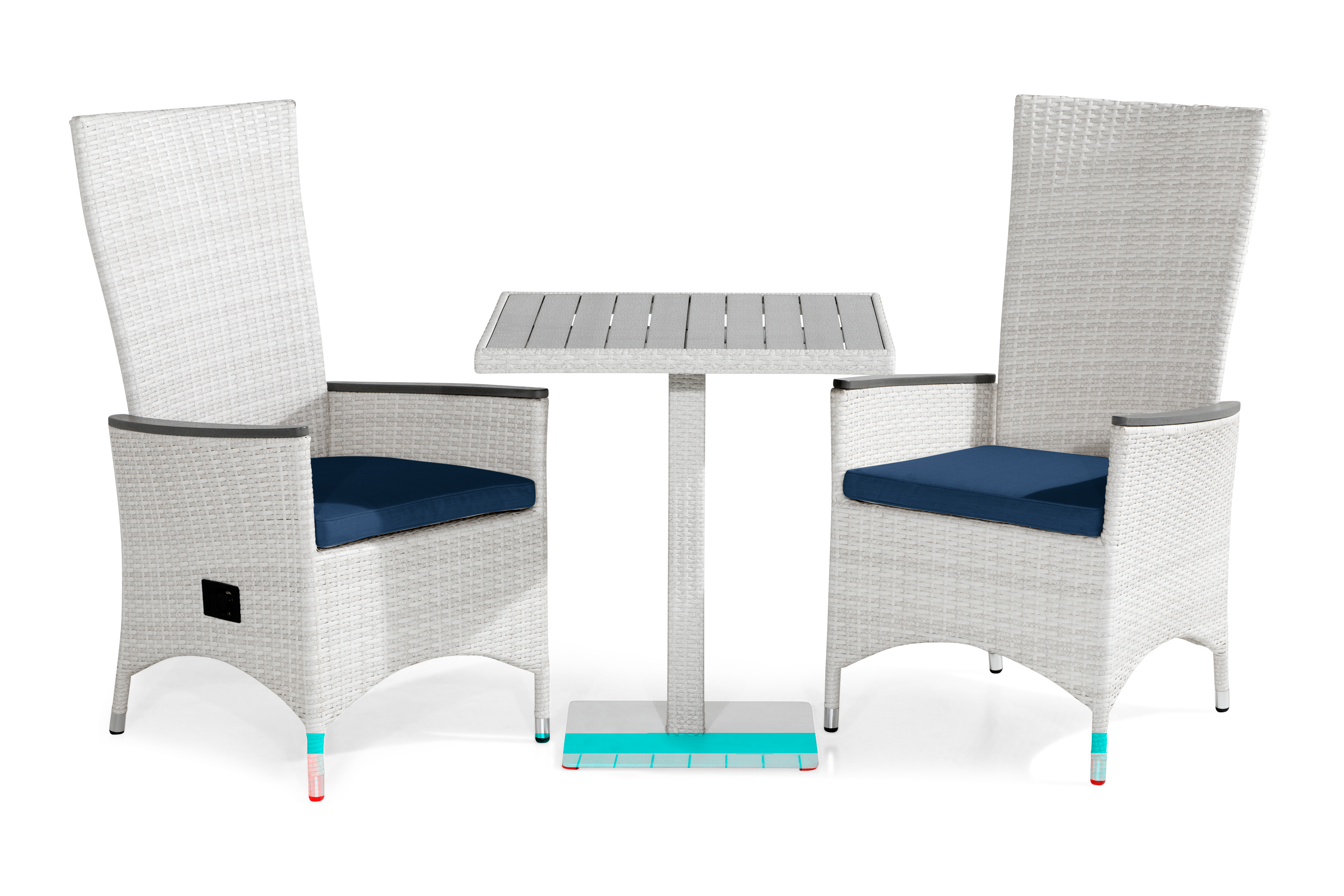 Parvekeryhmä Bahamas 70x70 + 2 Jenny Lyx tuolia Pehmuste - Valk/Harmaa/Sininen