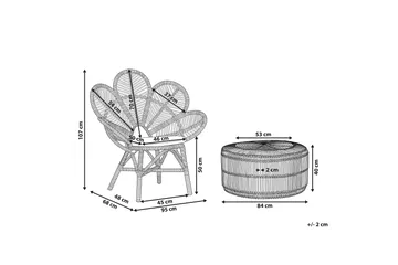 Parvekesarja Limni 140 cm + 2 Lorentine nojatuolia - Puu/Luonnonväri - Puutarhakalusteet - Parveke - Parvekekalusteet - Parvekesetti