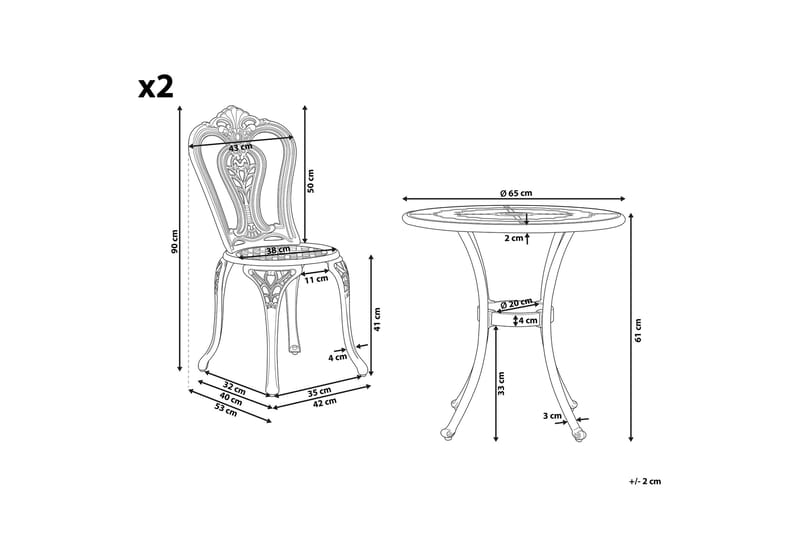 Parvekesetti Radogna 65 cm + 2 tuolia - Ruskea - Puutarhakalusteet - Parveke - Parvekekalusteet - Parvekesetti