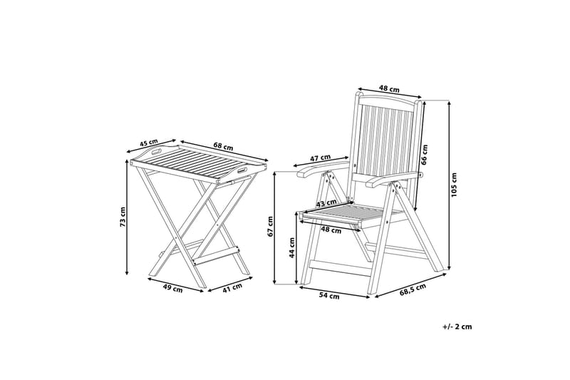 Parvekesetti Riliegh 68 cm + 2 tuolia - Grafiitinharmaa - Puutarhakalusteet - Parveke - Parvekekalusteet - Parvekesetti
