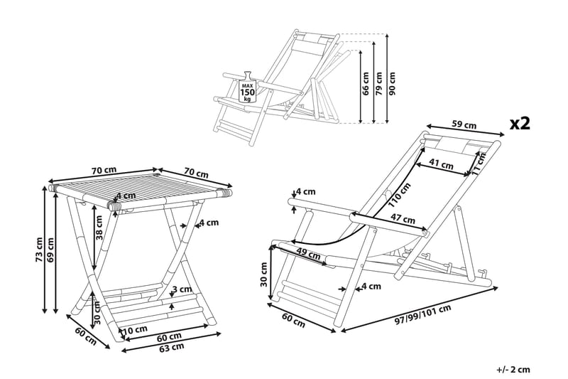 Parvekesetti Valkoinen/Beige ATRANI/SPELLO - Beige - Puutarhakalusteet - Parveke - Parvekekalusteet - Parvekesetti