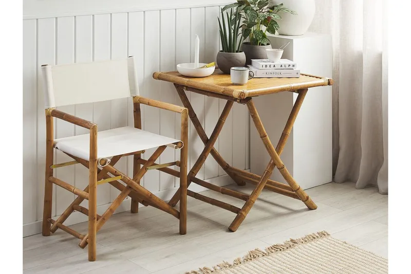 Parvekesetti Valkoinen/Beige MOLISE/SPELLO - Puu/Luonnonväri - Puutarhakalusteet - Parveke - Parvekekalusteet - Parvekesetti