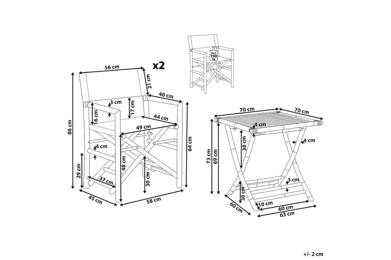 Parvekesetti Valkoinen/Beige MOLISE/SPELLO - Puu/Luonnonväri - Puutarhakalusteet - Parveke - Parvekekalusteet - Parvekesetti