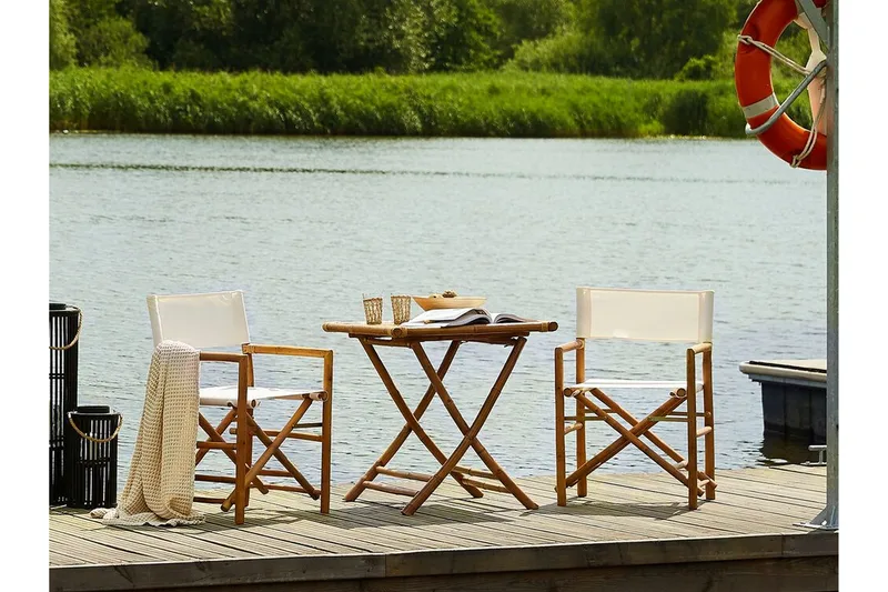 Parvekesetti Valkoinen/Beige MOLISE/SPELLO - Puu/Luonnonväri - Puutarhakalusteet - Parveke - Parvekekalusteet - Parvekesetti