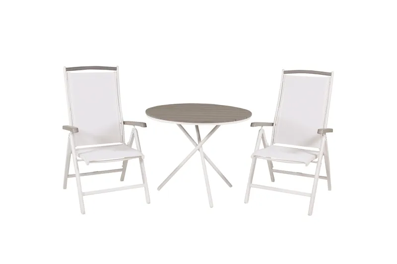 Ruokailuryhmä Parma Pyöreä 90 cm 2 Albany tuolia, Valkoinen/Harmaa
