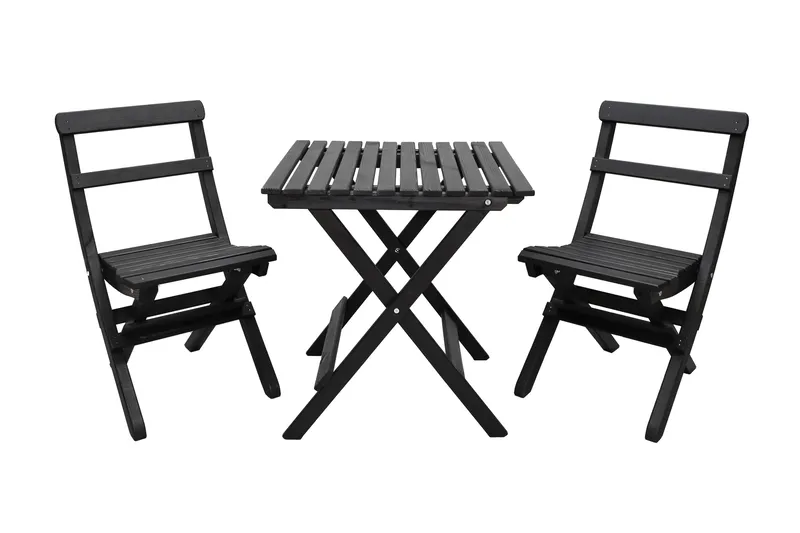 Wilma Kahvisetti 65x65 cm + 2 Tuolia Harmaa/Valkoinen, Baltic Garden