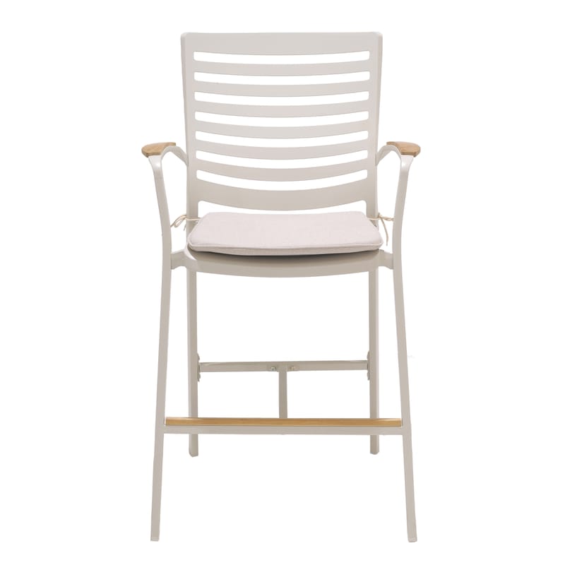 Portals Ulkobaarisetti pöytä + 4 baarituolia - Vaalea ecru/Korallihiekka - Puutarhakalusteet - Puutarhatuoli - Ulkotilan baarituoli