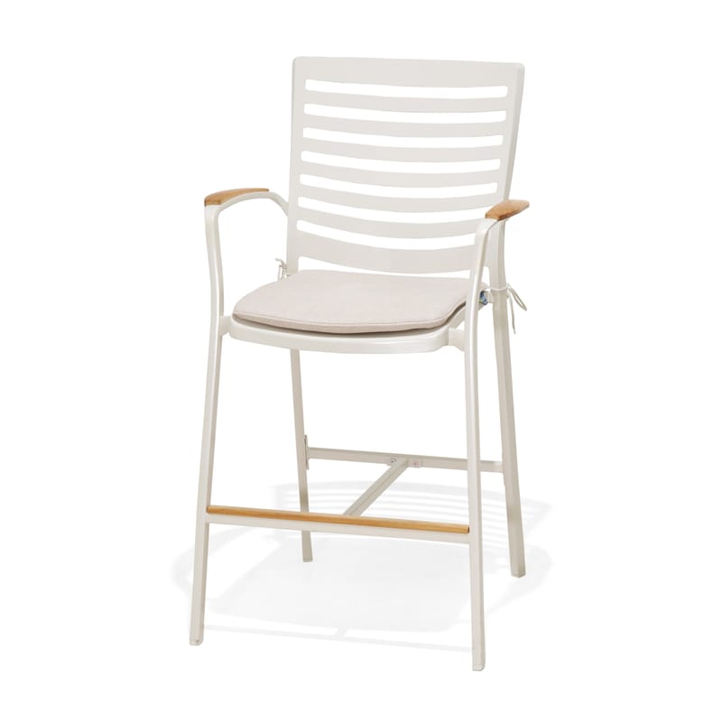 Portals Ulkobaarisetti pöytä + 4 baarituolia - Vaalea ecru/Korallihiekka - Puutarhakalusteet - Puutarhatuoli - Ulkotilan baarituoli