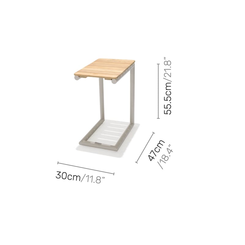 Portals Ulkomodulisetti 2-istuttava sohva + C-muotoinen sivupöytä - Beige/Puu - Puutarhakalusteet - Parveke - Parvekekalusteet - Parvekesetti