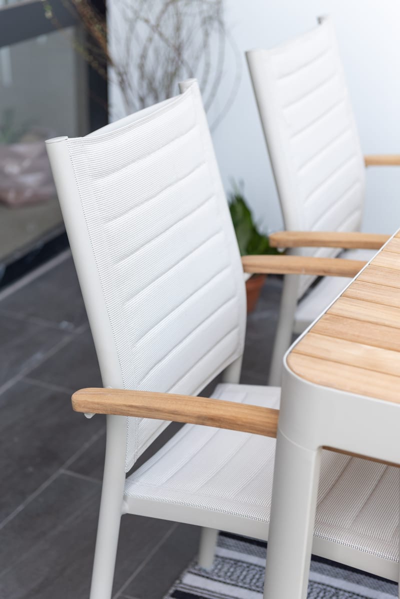 Portals Parvekesetti pöytä + 2 carver-tuolia - Vaalea ecru/Korallihiekka - Puutarhakalusteet - Parveke - Parvekekalusteet - Parvekesetti