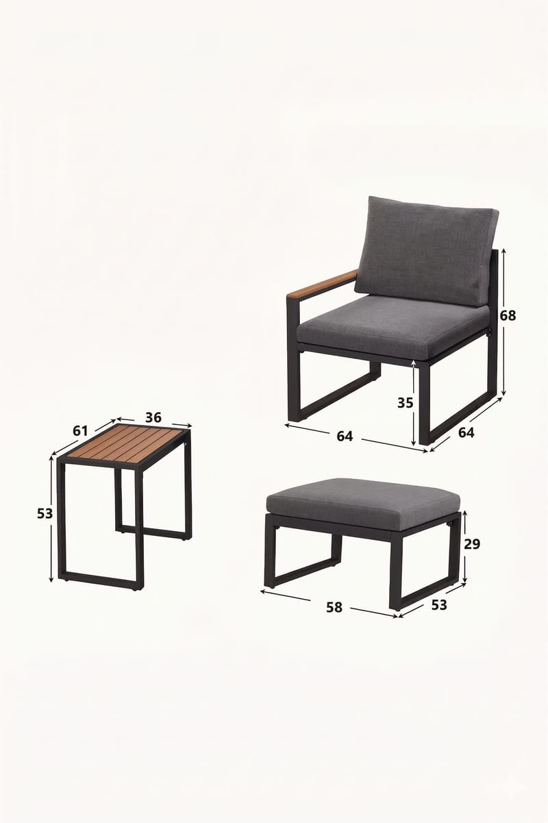 Puutarhan oleskeluryhmä Hanah Home Multilounge (64 x 68 x 64 cm) Harmaa - Harmaa - Puutarhakalusteet - Parveke - Parvekekalusteet - Parvekesetti